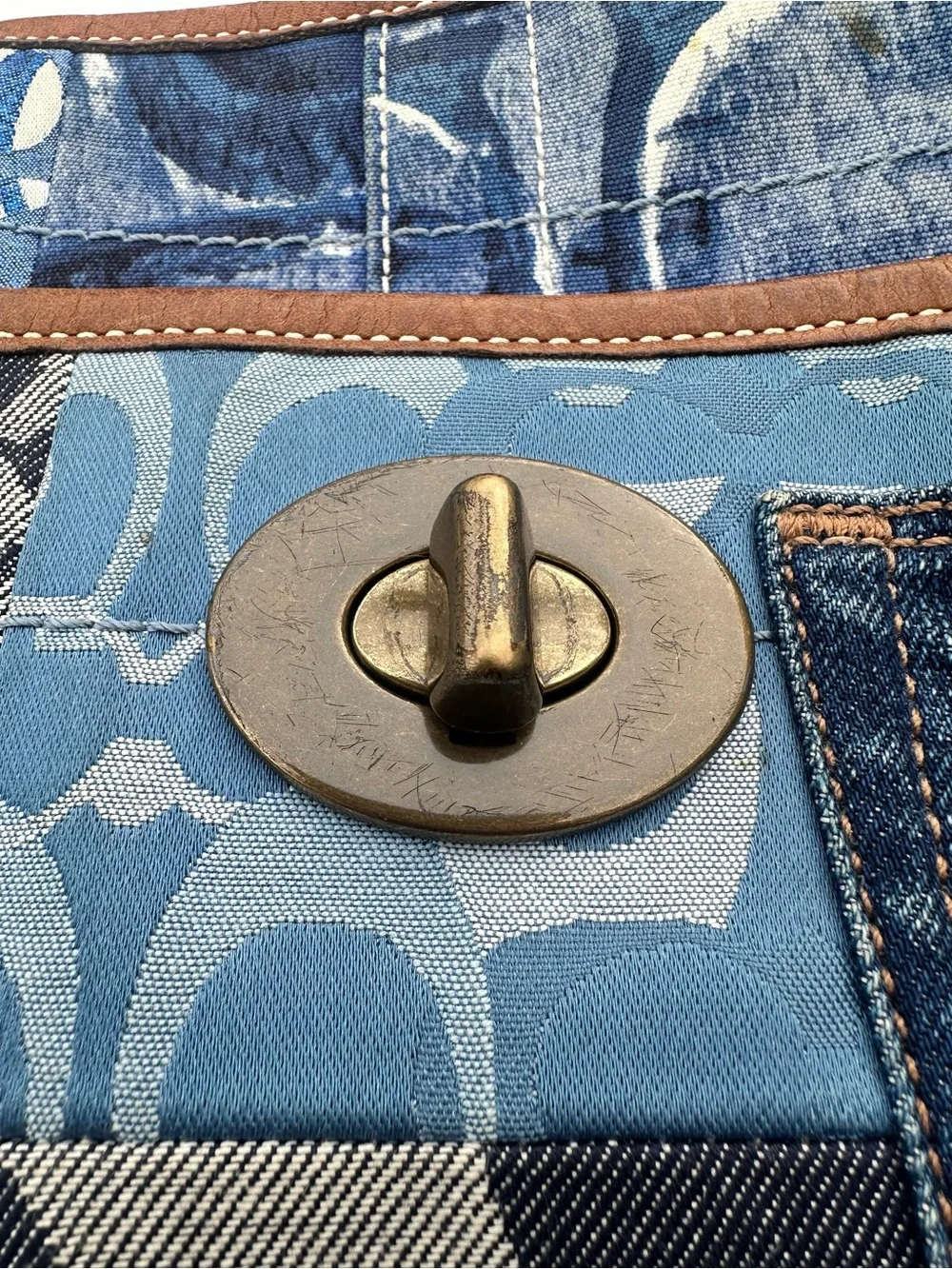 Coach Patchwork Shoulder Bag in Blue Multi